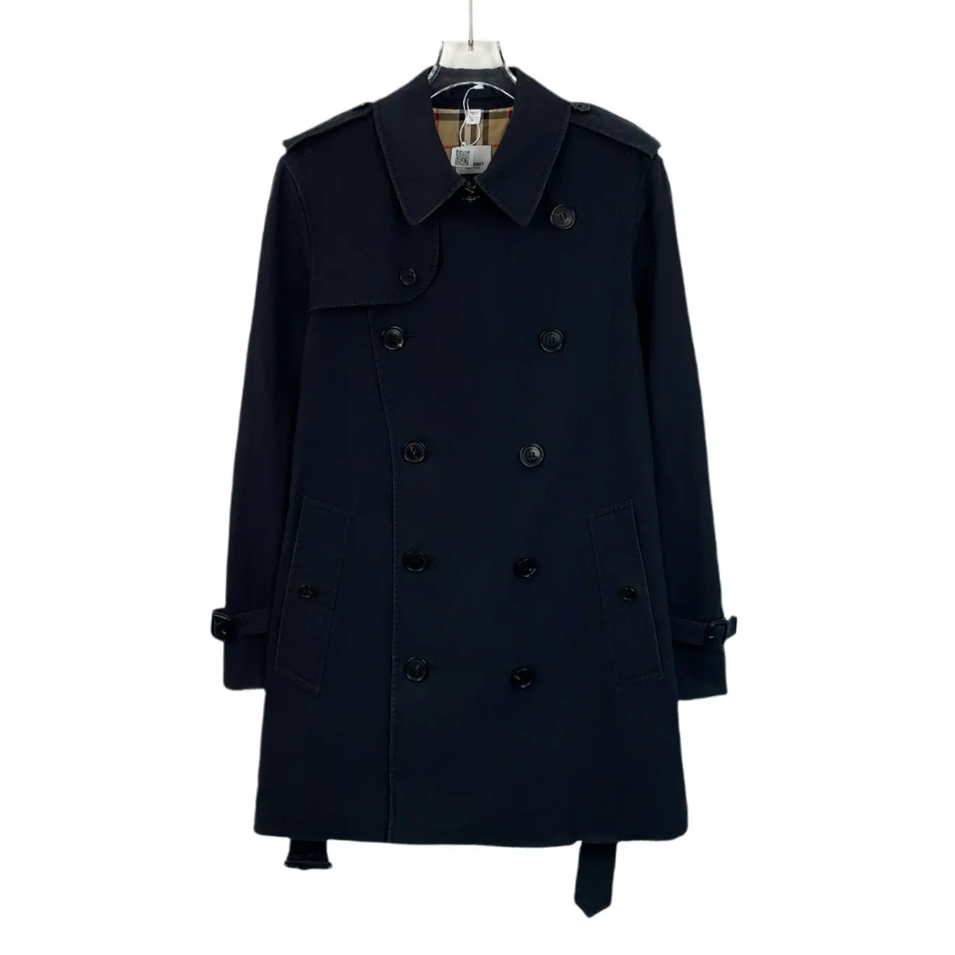 RDLT— Burberry Black Belted Cotton Trench Coat Size 44