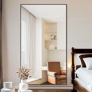 71"x26" Shatterproof Nano Glass Full Length Mirror - Black Aluminum Frame, Free Standing/Hanging/Leaning, Modern Simple Indoor Furniture Home Decor for Makeup Vanities