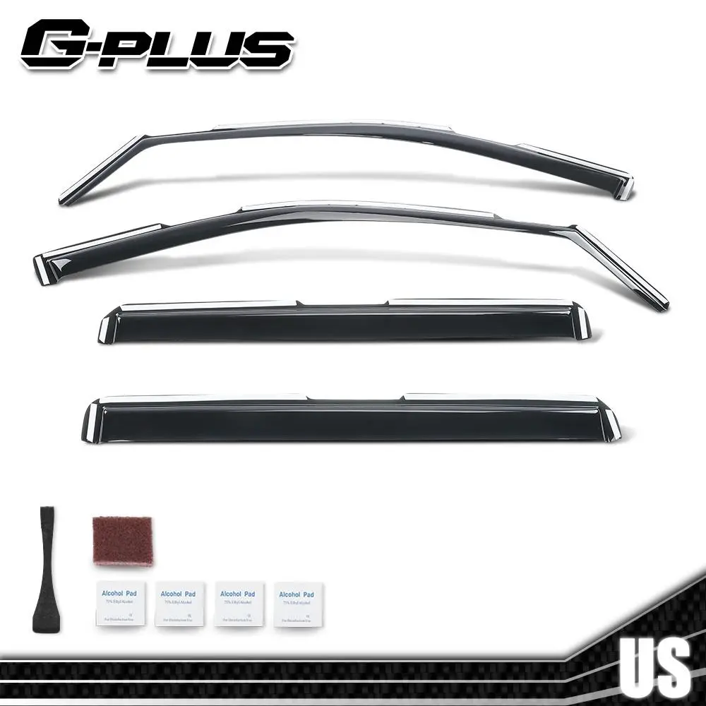 In-channel rain guards window visors fit for GMC Sierra 1500 crew cab (2019–2026)
