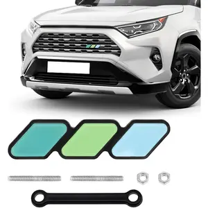 Tri-Color Grille Decor Badge, Personalized Creative Grille Insert Trims, Front Grille Decoration Compatible with 4 Runner Highlander RAV4, Exterior Car Accessories (Style J)