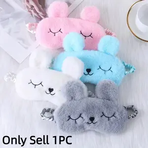 cute cartoon plush sleep mask, soft and comfortable blackout eye mask, fluffy texture, cute rabbit design, multiple colors, suitable for ensuring peaceful sleep, nap time sleep eye, Sleep Aid Products, Sleeping Masks, Night Mask