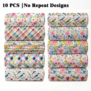 10PCS Elegant Cottage Print Fabric, 23x55cm (9x22in) Classic Refined Rural Floral Pattern Quilting Fabric for Exquisite Farmhouse Decor, DIY Quilting & Crafts