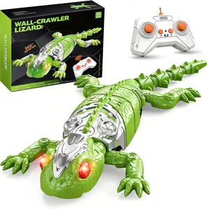 Rechargeable Remote Control Wall Crawler Gecko Robot Toy - 360° Rotation, Wall & Ceiling Climbing, Funny Prank Gift for Kids Age 4&Up (Green)