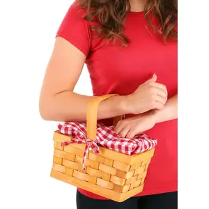Gingham Wicker Basket Handbag