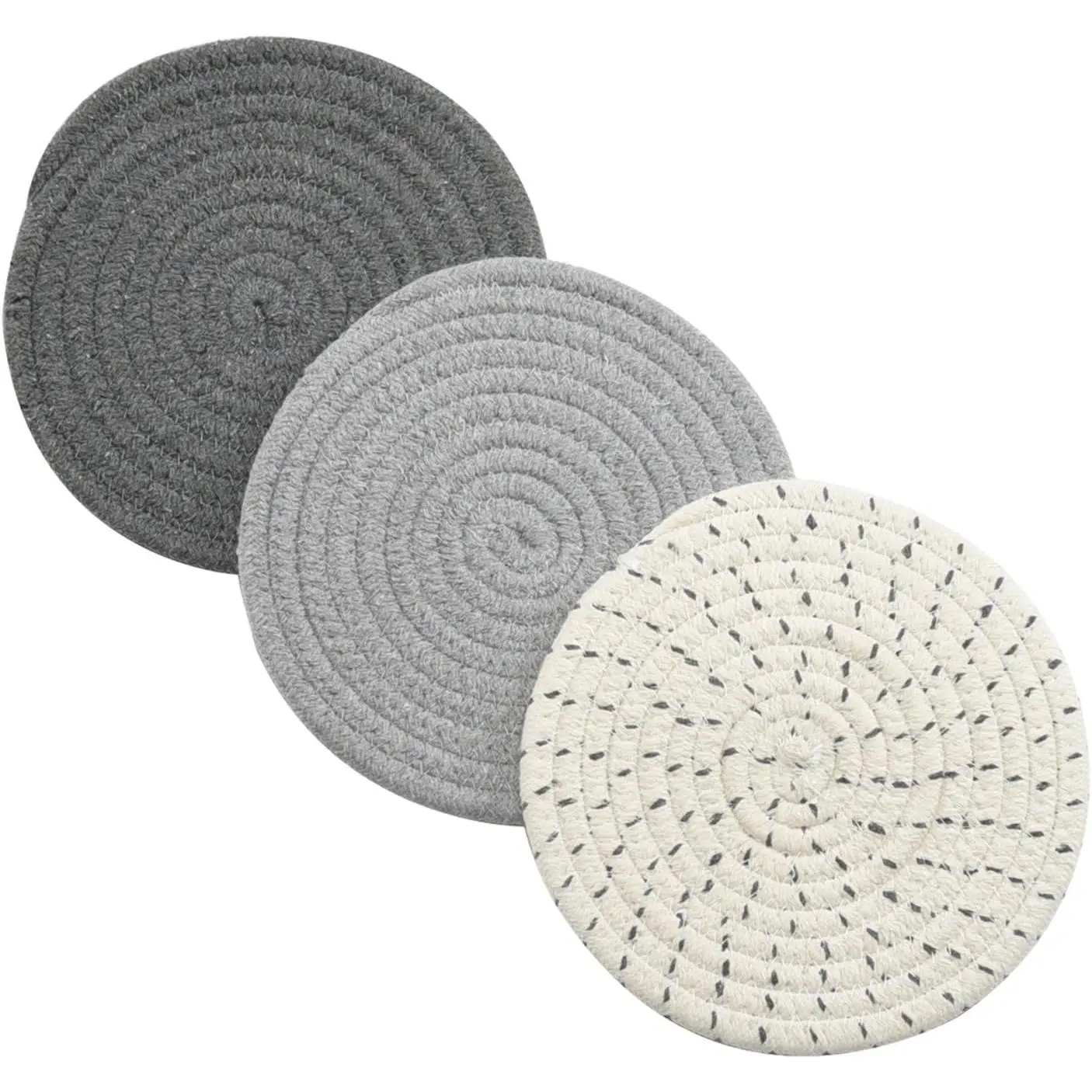 Potholders Set Trivets Set  Pure Cotton Thread Weave Hot Pot Holders Set (Set of 3) Stylish Coasters, Hot Pads, Hot Mats,Spoon Rest For Cooking and Baking by Diameter 7 Inches