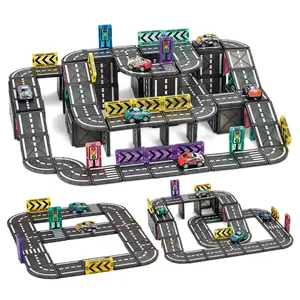 Creative Track Magnetic Building Blocks, Magnetic Construction Set, City Traffic Theme, DIY Free Assembly, Montessori Educational Toy for Kids Aged 3+