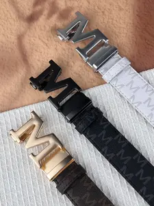 1Pcs men's waist belt with letter shaped alloy automatic buckle, 1.38-inch wide ratchet groove belt, embossed letter belt, suitable for daily commuting, outdoor sports, Valentine's Day gifts.