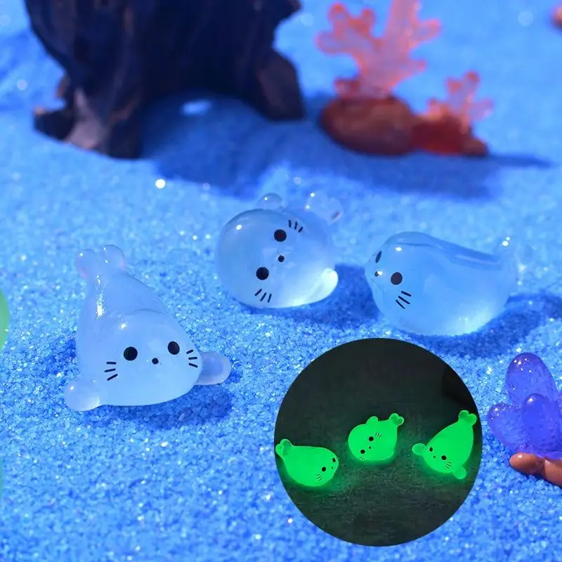 Random Style Cute Cartoon Animal Shaped Resin Fish Tank Decoration Ornament, 10pcs/30pcs Mini Simulation Cartoon Animal Decoration, DIY Handicraft Acc
