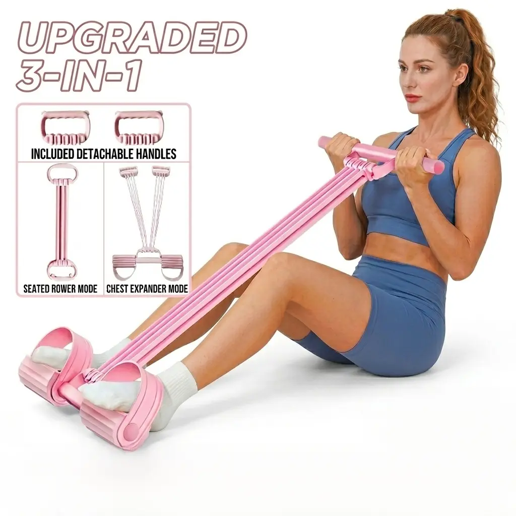 Multifunction Tension Rope, 8-Tube Elastic Yoga Pedal Puller Resistance Band, Elastic Pull Rope Fitness, Full-Body Workout atHome Gym, Exercise Sit-up, Yoga, Abdominal Training