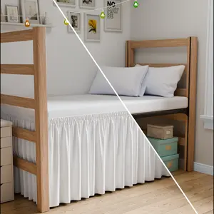 CGK | EZwrap Dorm Bedskirt - Ruffled Wrap-Around 30-40" Elastic Bed Skirt – No Mattress Lifting, Hides Under-Bed Clutter, Bedroom Storage Hack