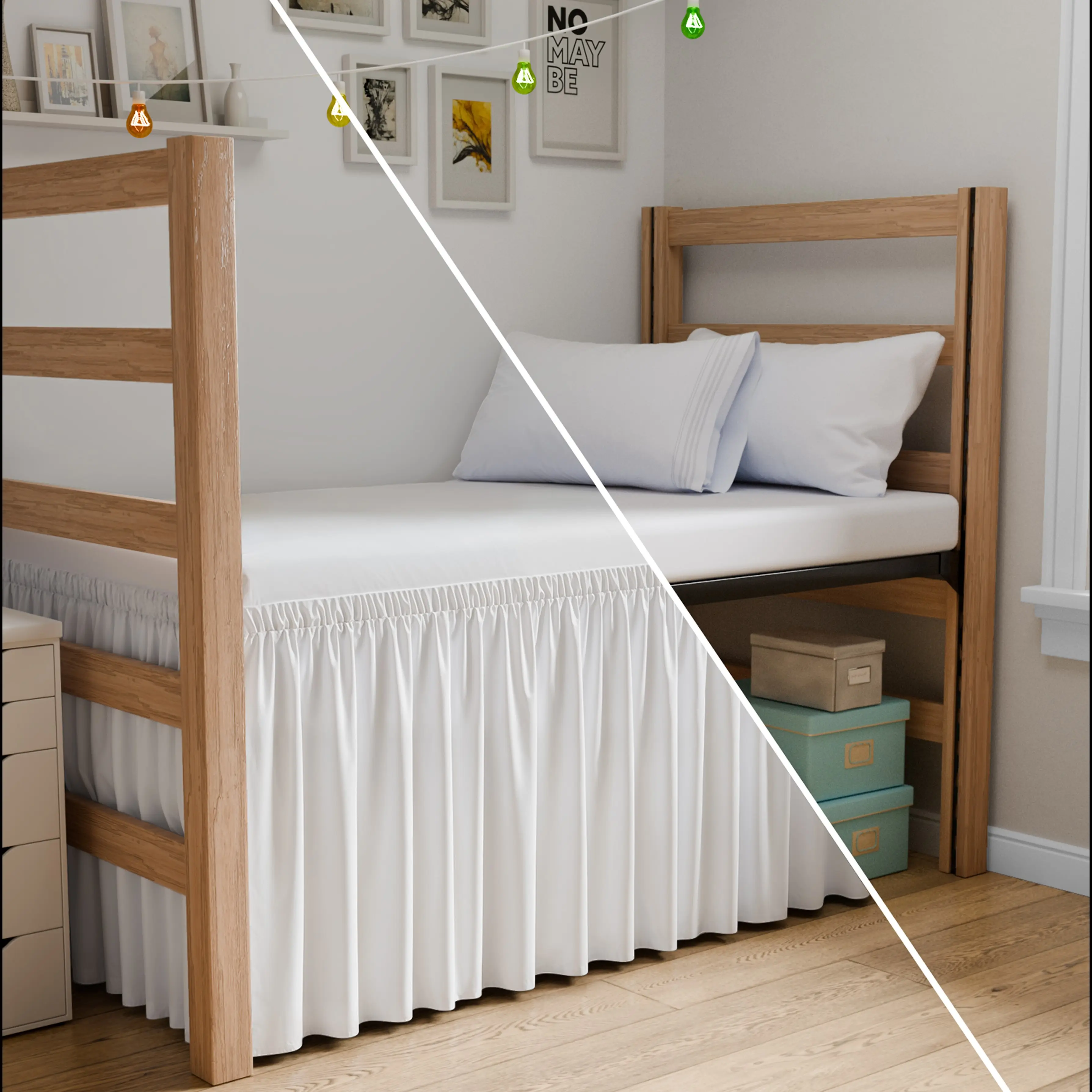 CGK | EZwrap Dorm Bedskirt - Ruffled Wrap-Around 30-40" Elastic Bed Skirt – No Mattress Lifting, Hides Under-Bed Clutter, Bedroom Storage Hack CGK | EZwrap Dorm Bedskirt - Ruffled Wrap-Around 30-40" Elastic Bed Skirt – No Mattress Lifting, Hides Under-Bed Clutter, Bedroom Storage Hack