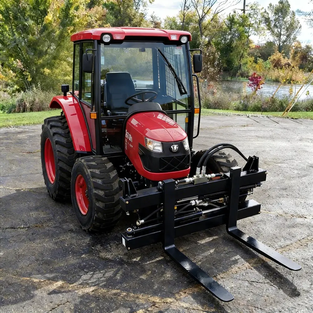 LANDY 5500lb Heavy Duty Steel Hydraulic Pallet Forks - Tractor Loader Attachment with Euro Bracket, Class 2a, 43x20x9in Frame, 46.8in Width, 5500lb Capacity, 5510lbs SWL, Tractor Farm Equipment for Loading Cargo