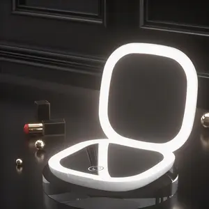 Rechargeable LED Mini Pocket Makeup Mirror with Light, 1x/5x Magnification, 3 Color Modes (Warm/Cool/Natural) - Compact Foldable Travel Vanity Mirror for Purse, Skincare & Beauty - Perfect Birthday & Mother's Day Gift for Her & Mom