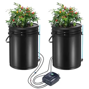 Spring new arrivals DWC Hydroponics Grow System, Hydroponic Growing System with Top Drip Kit, Deep Water Culture 5-Gallon 2 Buckets, with Air Pump, Air Stones and Water Level Device for Leafy Vegetables