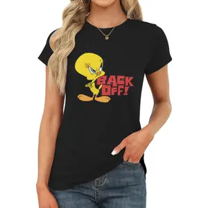 Tweety Bird Backoff     Ladies' round-neck short-sleeved top, slimming T-shirt, fashionable T-shirt