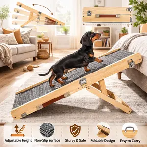 Pawaboo Dog Ramp for Couch, Foldable Small Dog Ramp for Sofa, 4 Adjustable Height from 13'' to 21", Portable Stable Pet Steps with Non-Slip Pad, Pet Ramps Use for Sofa Couch Stairs