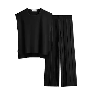 ANRABESS Women 2 Piece Lounge Sets Summer Casual Knit Sweater Vest Pant Set Vacation Airport Outfits Clothes   dealsforyoudays