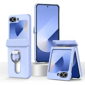 Case for Samsung Galaxy Z Flip7, Z Flip6, Z Flip5 2025 with Ring, Cellphone Protection, Hard PC Slim Shockproof Anti-Scratch Protective Phone Cover, Smartphone Casing, Phone Accessories, Protector (Blue)