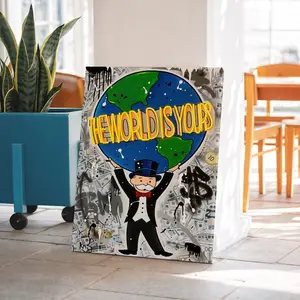 Graffiti Wall Art Monopoly Man Poster Motivational Quote Money Canvas Decoration Unframed Office Decor Perfect Gift