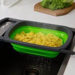 Foldable Colander Strainer, Vegetable and Fruit Basket that Can Be Placed Over the Sink, Equipped with a Sturdy Extendable Handle - Space-Saving Kitchen Tool Submersible Bath Pool Heater clamp board Bag Clips Putter Accessories Electric Meat Sausage cross