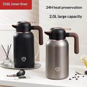 1pc 2026 New Large Capacity 316 Stainless Steel Thermal Jug, 2L Household Long-lasting Insulation Hot Water Kettle, Portable Thermos Flask