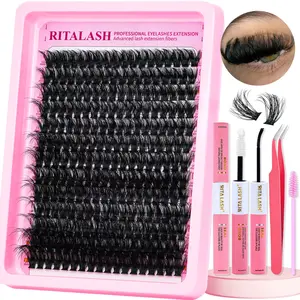 RITALASH 234PCS Clusters Kit 80D Lash Clusters Kit 12-20mm Volume Eyelash Clusters D Curly Cluster Eyelash Extensions 3D Thick DIY Lashes Cluster DIY with Bond and Seal Tweezers and Brush