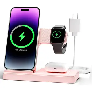 Wireless Charger Stand Station: 3 in 1 Charger Stand Multiple Devices for - iPhone 17 16e 16 15 14 Pro Max 13 12 - Watch 11 10 9
