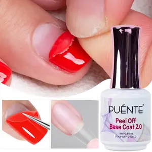 Puente 15ML Peel Off Base Coat Foundation for Gel Nail Polish, Transparent,Easy Peel Removal, Damage-Free for Weak & Thin Nails, suitable for Quick Manicure Change soak off UV LED Functional gel polish Beginner-Friendly, Nail Care