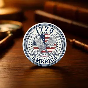1776 America Patriotic Coin, USA Independence Commemorative Metal Coin, Liberty Eagle Design Collectible Challenge Coin, American Freedom Souvenir Gift