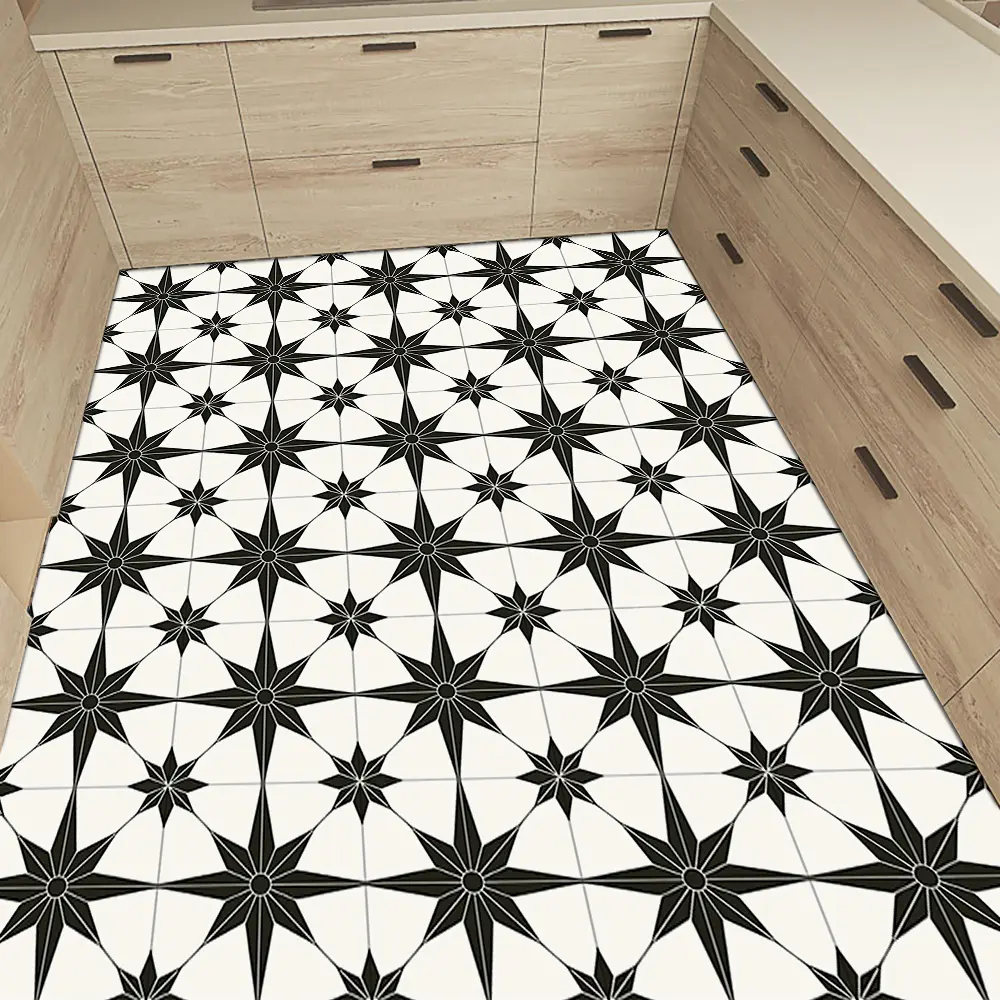 10-Piece Pack Self-Adhesive Decorative Ornaments Home Decor Floor Stickers & Retro Star Geometric Pattern Waterproof Oilproof Removable Kitchen Bedroom Flooring