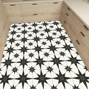 10-Piece Self-Adhesive Decorative Floor Stickers & Retro Star Geometric Pattern Waterproof Oilproof Removable Kitchen Bedroom Flooring