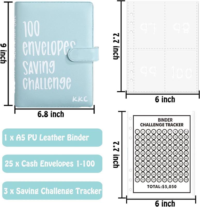 [Buy 3 counts get 50% off]100 Days to Save $5050 | A5 Savings Challenge Binder with 100 Envelopes & Tracker | Effective Money Management Tool | Build Saving Habits with Motivational Coin Envelope System