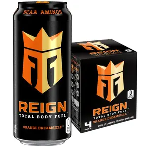 Reign Total Body Fuel Orange Dreamsicle 4 Pack 16 fl oz Cans Zero Sugar High Caffeine BCAAs Electrolytes CoQ10 Performance Energy Drink for Athletes - Beverage, Sport
