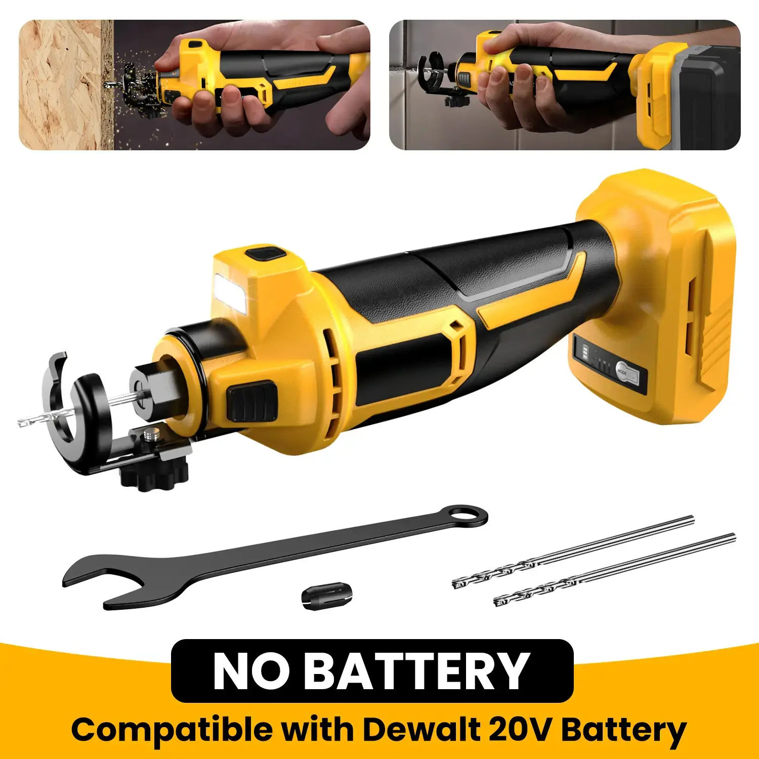 [No Batteries]20V30000/,Cordless Drywall Cut-Out Tool for Dewalt 20V Battery, 3 Speed Adjustable Brushless Rotary Saw with Up to 30000 RPM, Compact Spiral Saw Kit for Cutting Wood Drywall,Sheetrock,Wood, (Bare Tool Only)