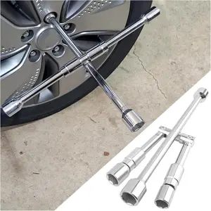 14-Inch Foldable 4 Way Lug Wrench(17,19,21,23mm),Cross Lug Nut Removal Tool/Tire Changing Kit for Car Wheel Lug Nuts,Universal Labor-Saving Tire Iron Lug Wrench 4 Way for Cars SUVs