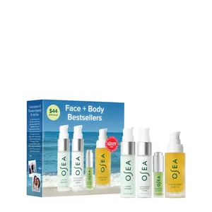 OSEA Face + Body Bestsellers Set with Facial Cleanser, Hyaluronic Acid Serum, Seaweed Moisturizer, and Undaria Algae Body Oil for Radiant Skin