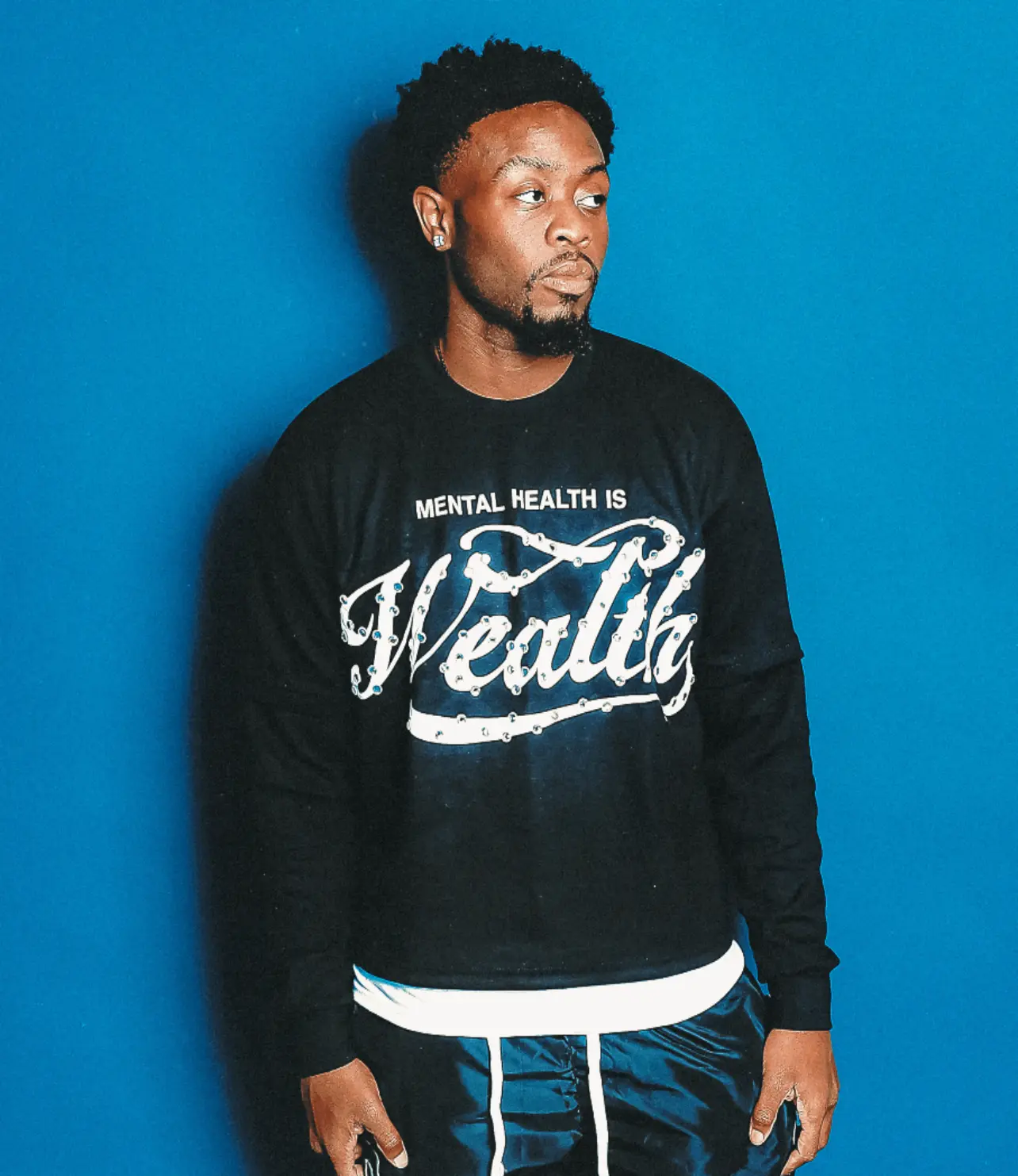 Mental Health Is Wealth Double Layer Tee - Black