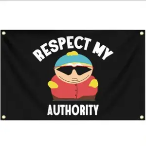 $8 Respect My Authority 3x5ft Funny Flag Tapestry for College Dorm Room Man Cave Outdoor Decor Black Banner