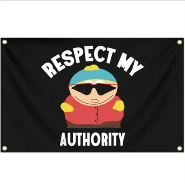 $8 Graphic Wall Hanging Tapestry, 3x5ft Funny "Respect My Authority" Black Hangable Printing Decor, Indoor Home Supplies for College Dorm Room, Man Cave