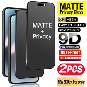 2 Piece Matte Privacy Tempered Glass Screen Protector Cover, Anti-Fingerprint Scratch-Resistant, Compatible with iPhone 17 Pro Max/17 E/17/16 Series