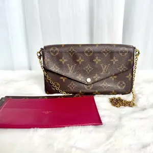 Pre-owned Louis Vuitton Félicie Pochette M81896 | Monogram, Fuchsia Lining, Chain|21091547