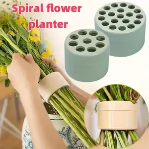 2 Pcs Floral Stem Holders, Multi-Functional Spiral Flower Arrangement Tool, Plastic Flower Fixer for Large and Small Stems, Rotating Vase Accessory