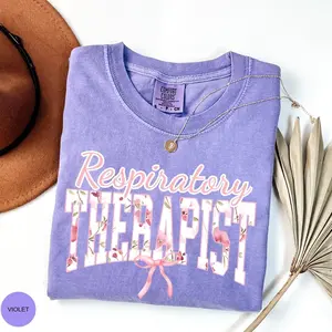 Respiratory Therapist T-Shirt - Pink Floral Comfort Colors Design For Respiratory Therapy