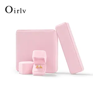 Oirlv Velvet Jewelry Gift Box Set, Ring Box, Bracelet Storage Case, Pendant Box,Jewelry Display Box for Wedding, Engagement,Proposal, Birthday and Anniversary (Pink)