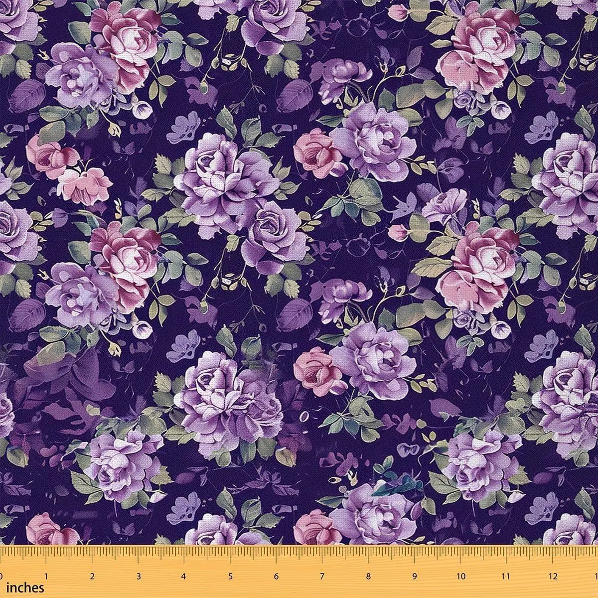 Retro Rose Floral Print Upholstery Fabric Chairs Vintage Garden Flower Fabric Botanical Herbs Flower Watercolor Blossom Decorative Soft Flannel Decor Purple