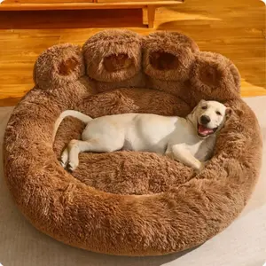 Cute Plush Pet Bed with Bear Paw Design, Warm and Comfortable Dog and Cat Nest, Ideal Pet Supplies for Small Animals, Shaped Beds