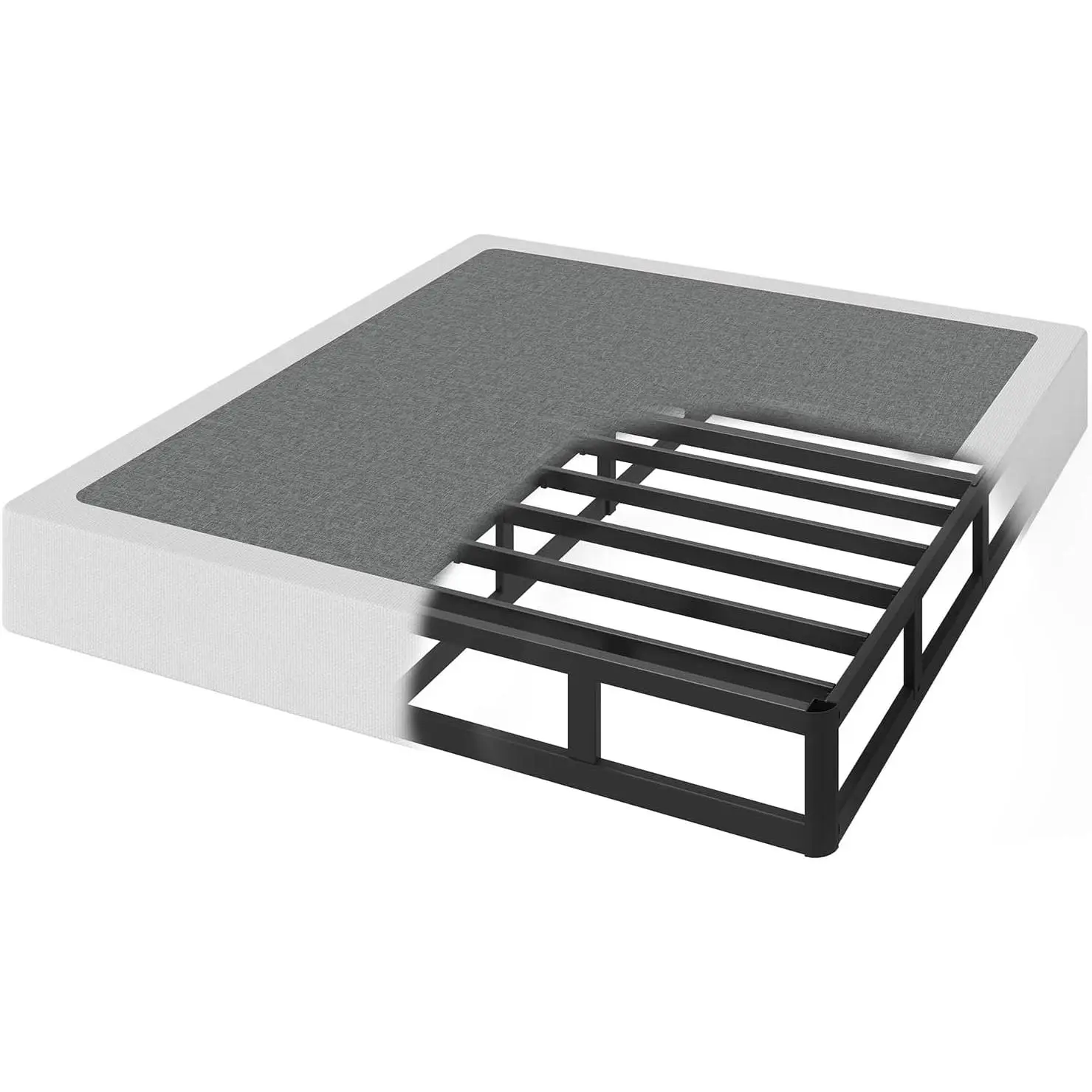 Full Size Box Spring, 7 Inch Full Size Box Spring Only, 3000 lbs Heavy Duty Metal Frame Mattress Foundation with Fabric Cover, Easy Assembly-Noise Free