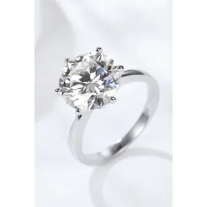 Platinum-Plated 5 Carat  Moissanite Solitaire Ring