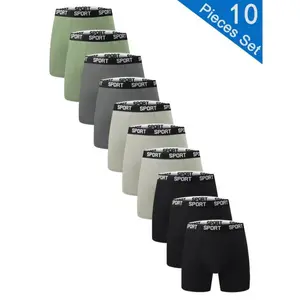 10-PackMen'SAthleticBoxerBriefs-HighStretchKnitFabric,SolidColor,Quick-Dry,Moisture-Wicking,ElasticWaistband,Polyester95%Spandex5%-Sport&CasualWear