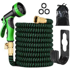 25/50/75/100FT Expandable Garden Hose, Water Pipe With 10-Function Nozzle, Additional Strength 2500D, Durable Flexible Water Pipe Without Kink, 3/4" Solid Fittings, Outdoor Tools